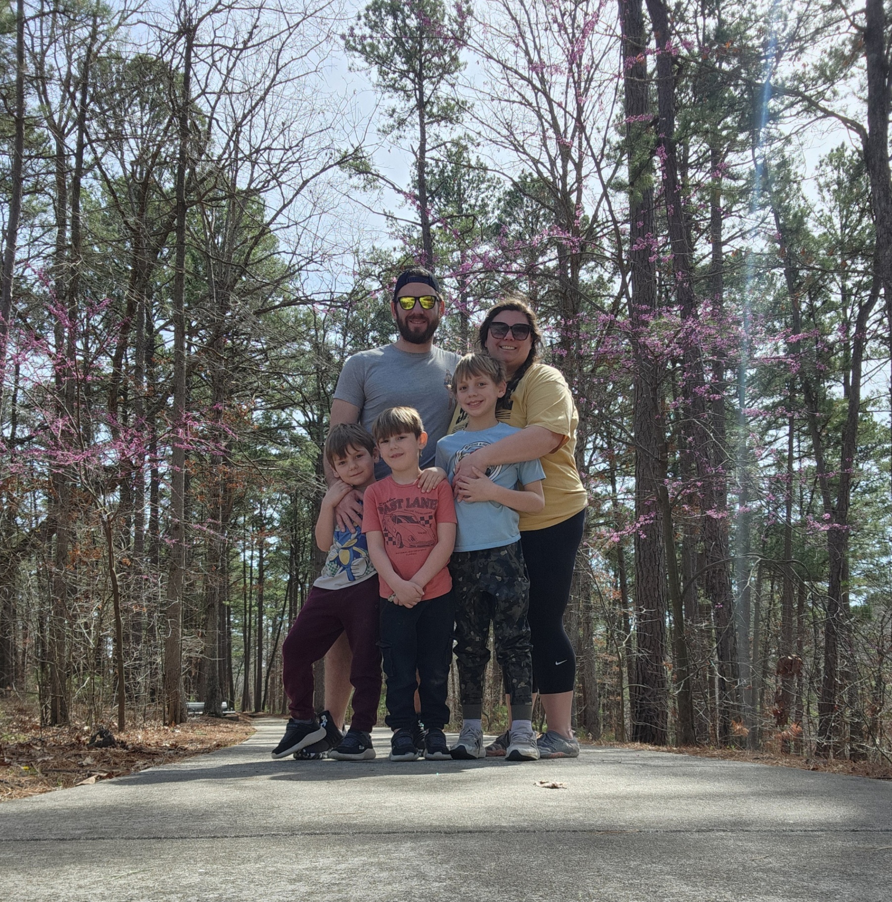 Hopper family among the redbud trees
