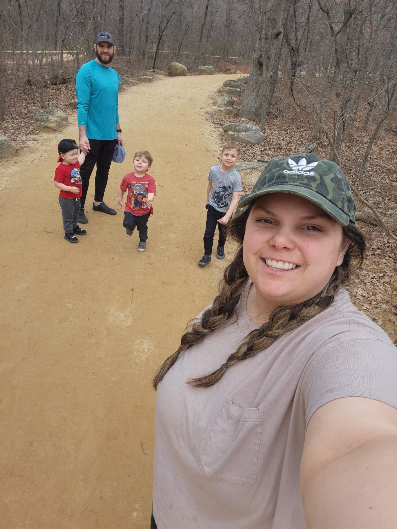 Hopper family on a spring trail
