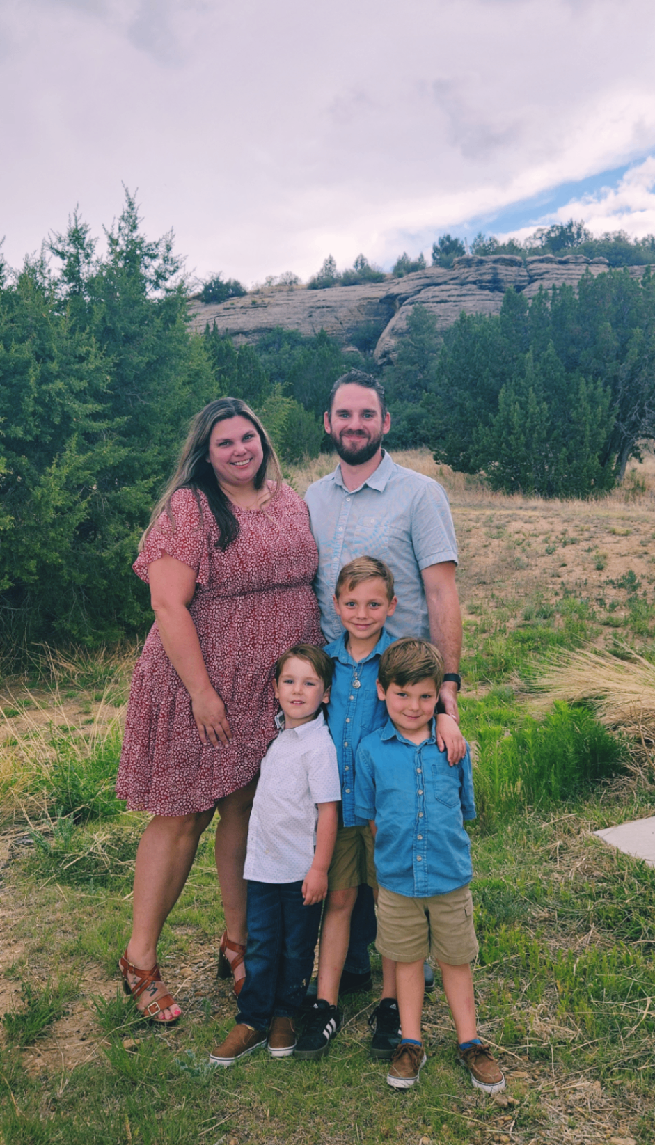 Richard, Audra, and their three sons in Oklahoma